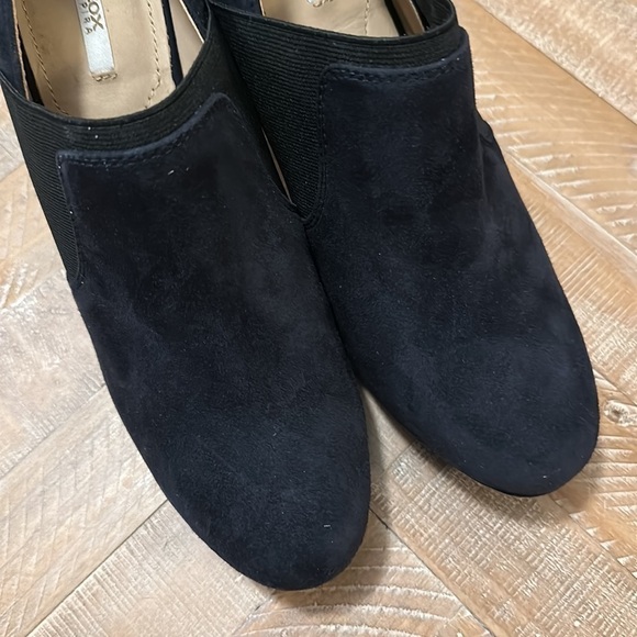 NEW Geox D Inspiration B Heeled Ankle Boots Shoeties in Navy Blue Suede Leather - Picture 13 of 16